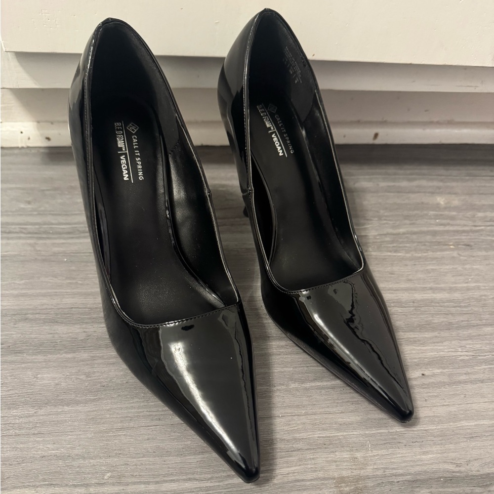Call It Spring Shiny Black Heels